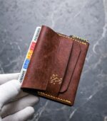 Portofel minimalist handmade maro