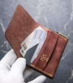 Portofel minimalist handmade maro