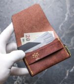 Portofel minimalist handmade maro