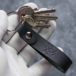 breloc din piele natruala pentru chei negru