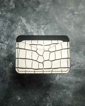 Portcard slim piele alb