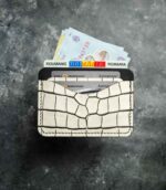 Portcard slim piele alb