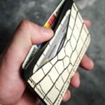 Portcard slim piele alb