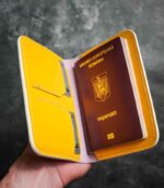 portofel pasaport piele galben