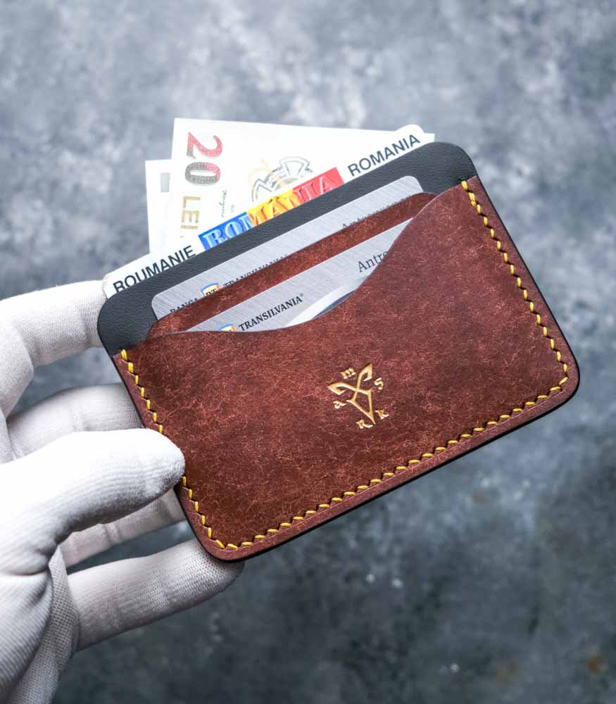 Portcard slim buletin si carduri maro