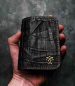 portofel piele naturala crocodil negru