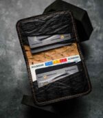 portofel piele naturala crocodil negru