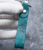Breloc piele naturală turcoaz, inel silver, ideal ca cadou elegant handmade