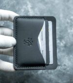 Portofel slim piele naturală neagră, context corporate lifestyle